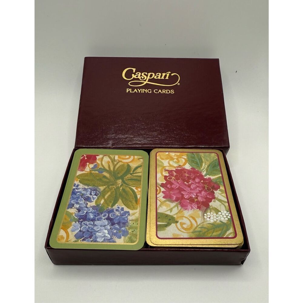 Caspari “Isabelles Garden” Floral Playing Card Decks in Box / Double Card Decks